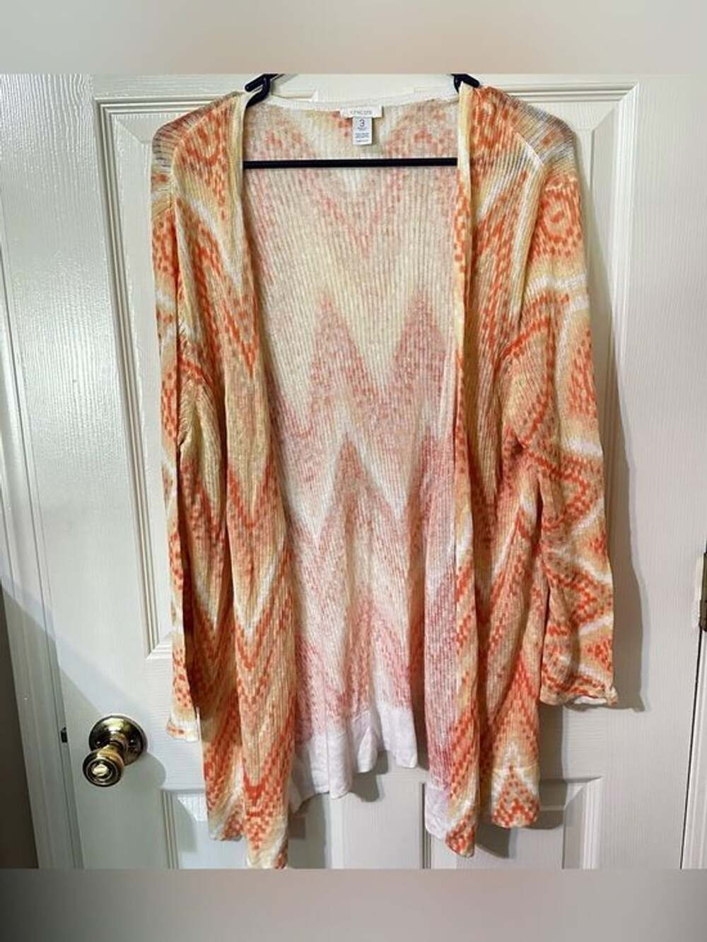 Chicos Orange Open Front Women's Cardigan